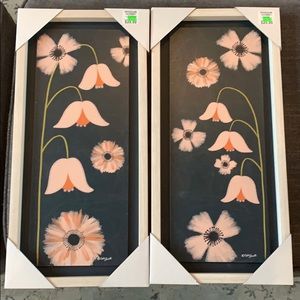 Navy and blush floral wall art